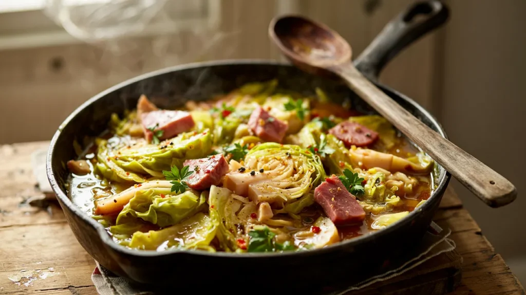 BEST Fried Cabbage and Ham Recipe