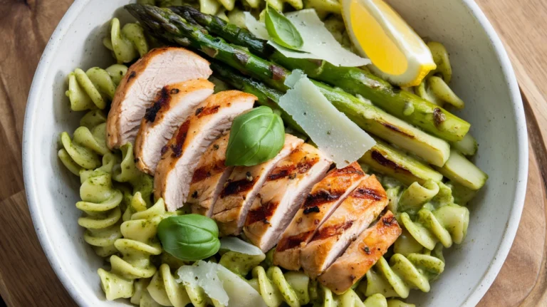 Grilled Chicken Asparagus Pesto Pasta