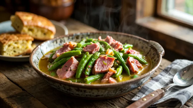 Melt-in-Your-Mouth Crock Pot Ham and Green Beans