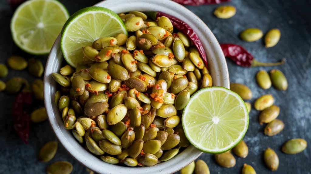 Spicy Chili Lime Roasted Pumpkin Seeds   Chili Recipe
