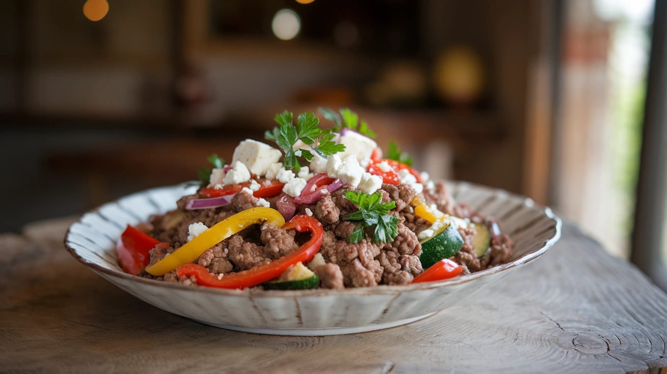 Mediterranean Ground Beef Stir Fry