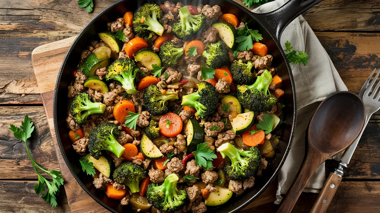 Perfect Ground Beef Veggie Skillet Recipe