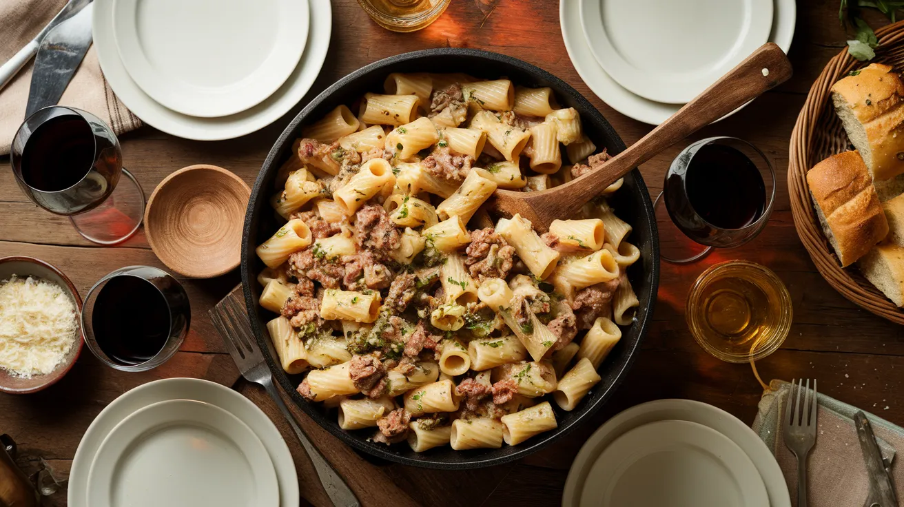 Creamy Parmesan Beef with Rigatoni
