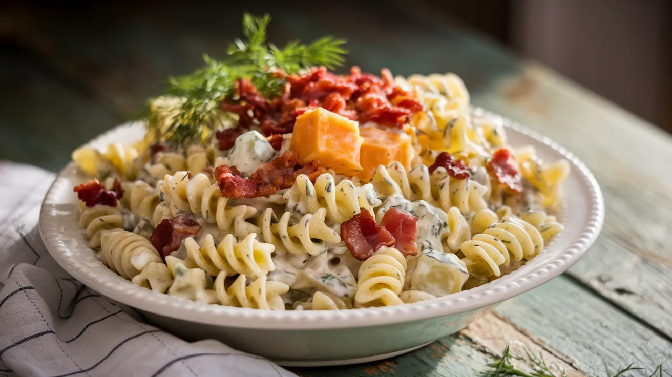 Dill Pickle Pasta Salad with Bacon