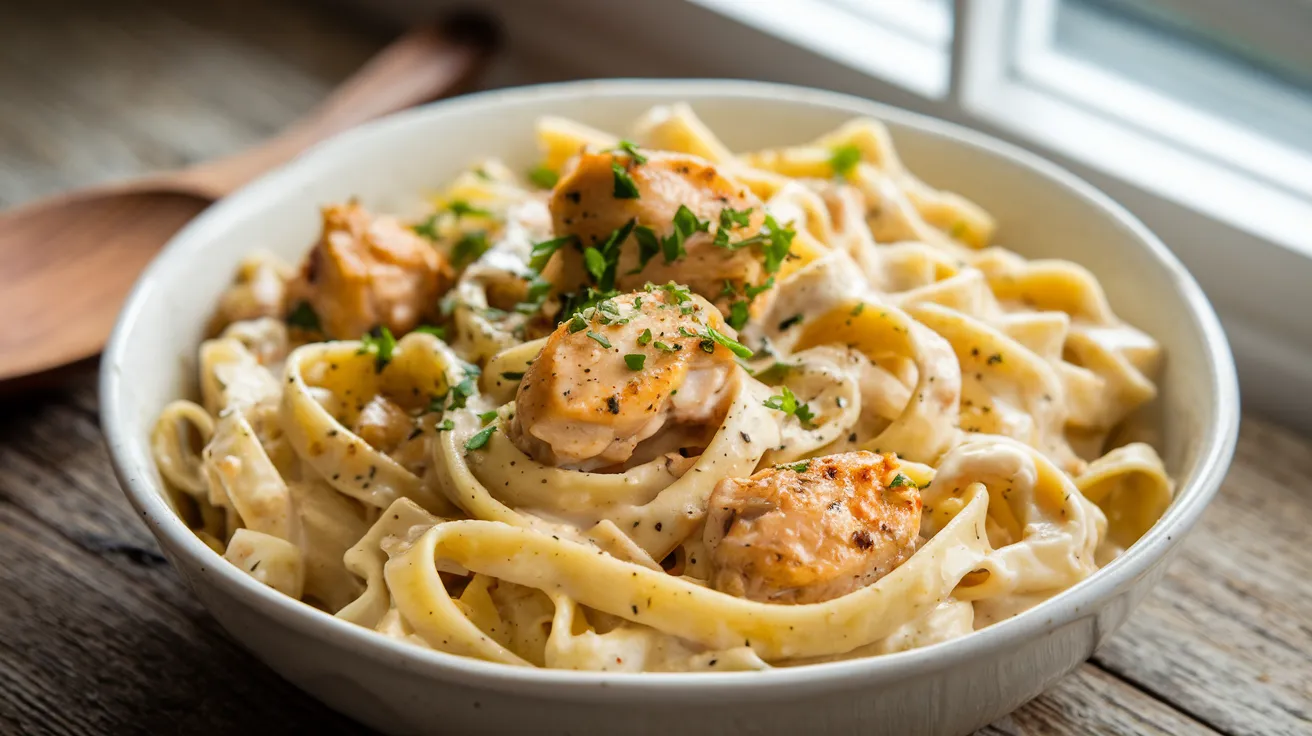 Garlic Butter Chicken Bites with Creamy Parmesan Pasta