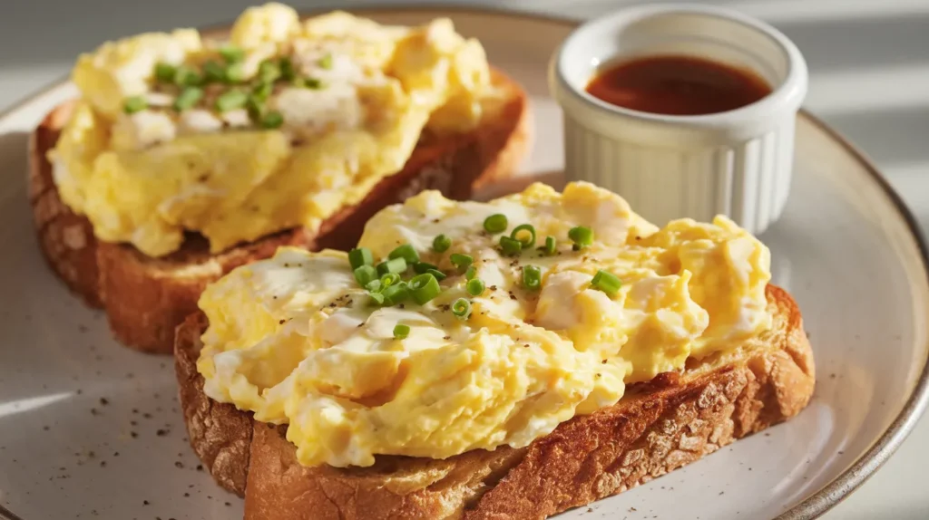 Scrambled egg toast with cream cheese French Toast Recipe