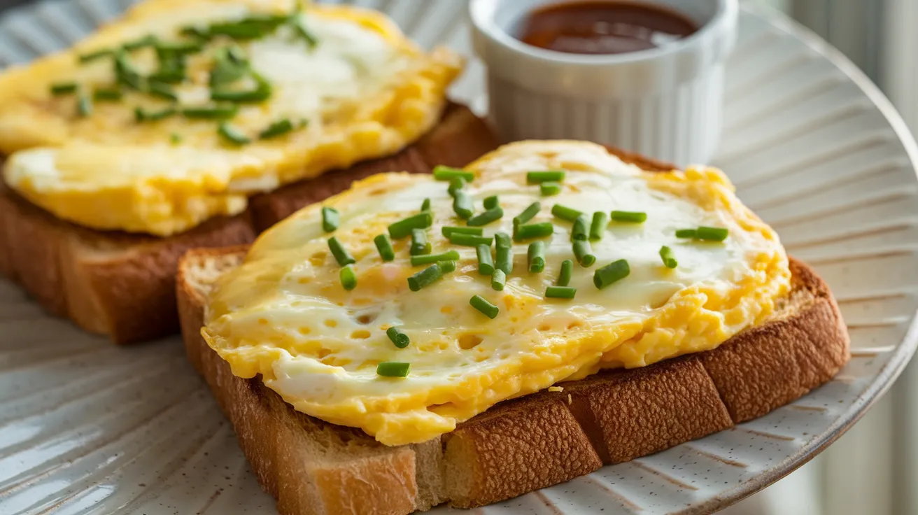 Scrambled egg toast with cream cheese