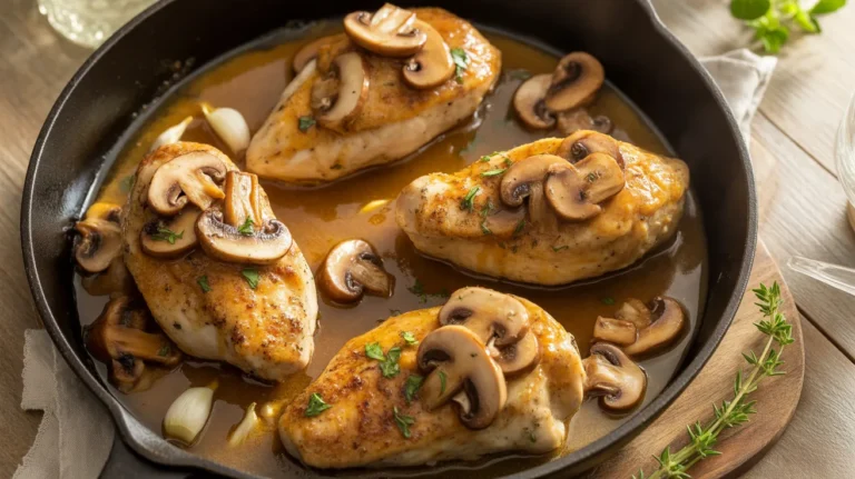 Skillet Chicken and Mushroom Wine Sauce