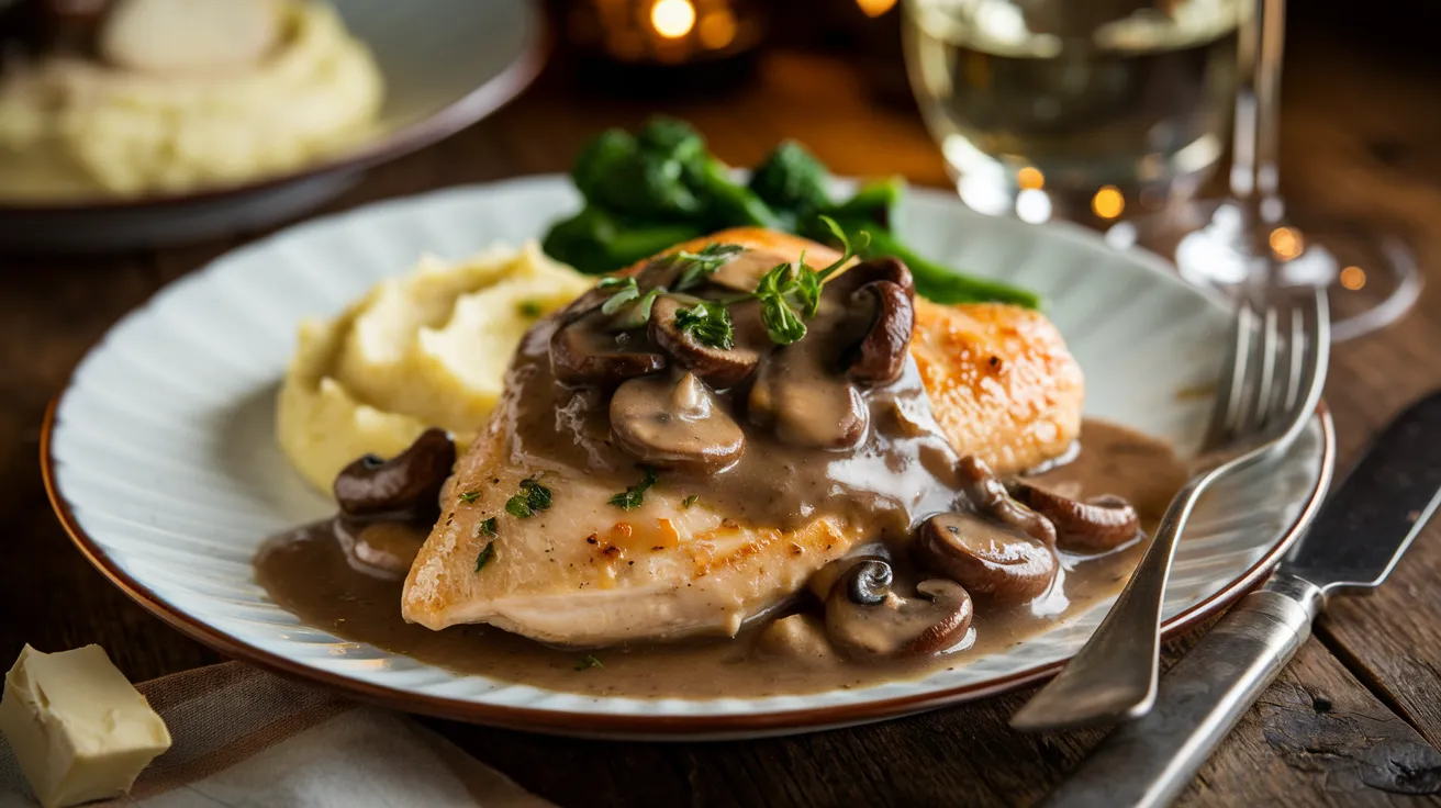 Skillet Chicken and Mushroom Wine Sauce