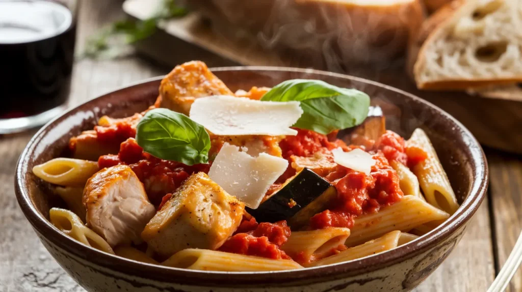 This Simple Trick Makes Chicken Aubergine Pasta Irresistible