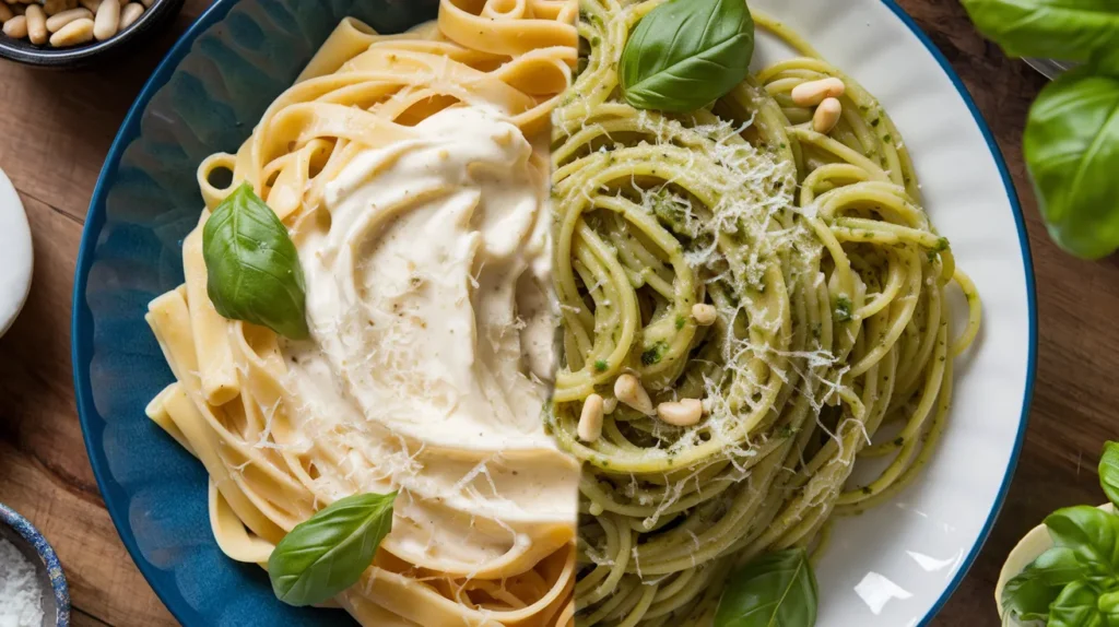Alfredo and Pesto Sauce Mixed and Combination Sauce Recipe