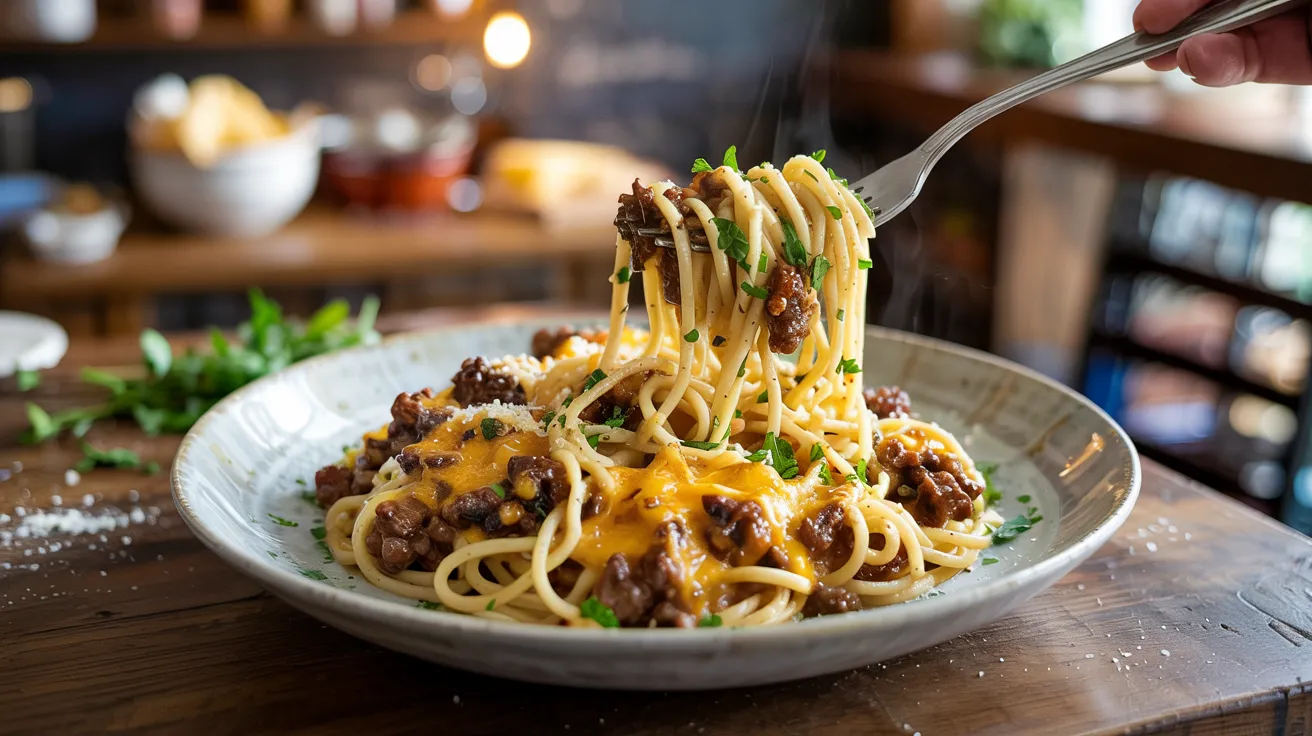 Cheesy Garlic Butter Linguine Pasta With Savory Ground Beef Recipes With Ground Beef