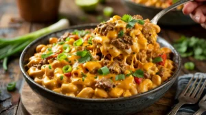 beef queso mac and cheese