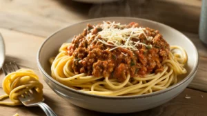 Greek Meat Sauce with Spaghetti