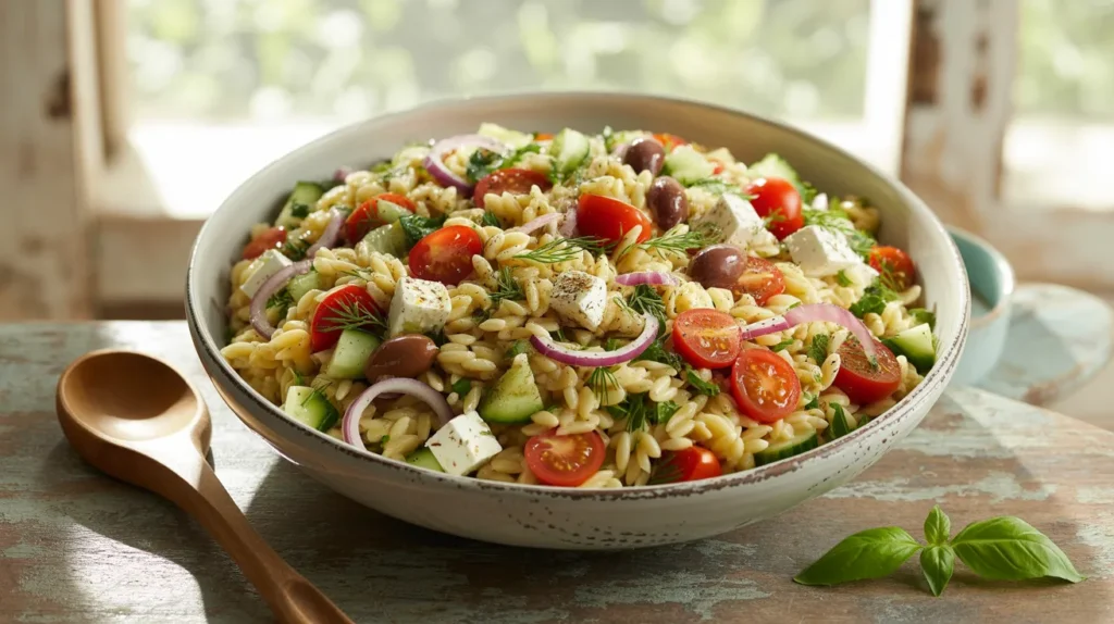 Greek Orzo Pasta Salad mediteranian