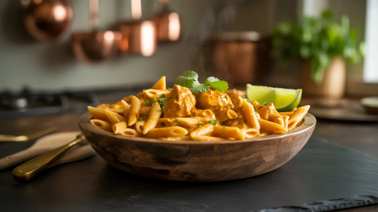 Korma Curry Pasta Recipe Easy 30 Minute Indian Fusion Easy Recipes 