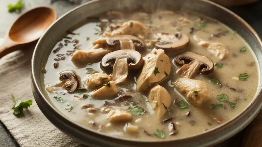 Creamy Mushroom Chicken and Wild Rice Soup Soup recipe