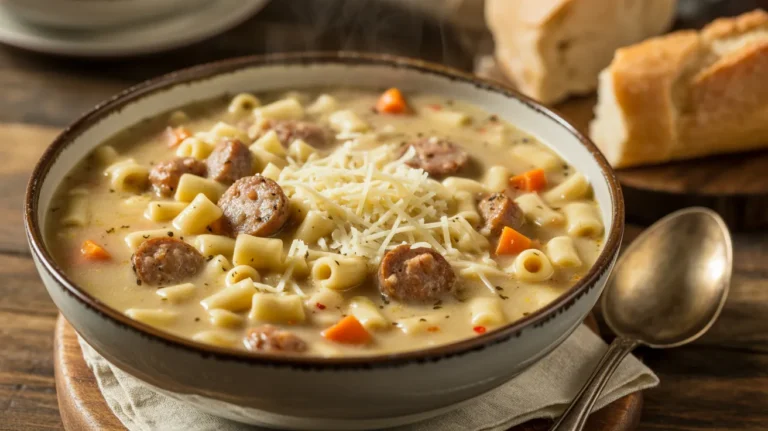 Creamy Parmesan Italian Sausage Ditalini Soup