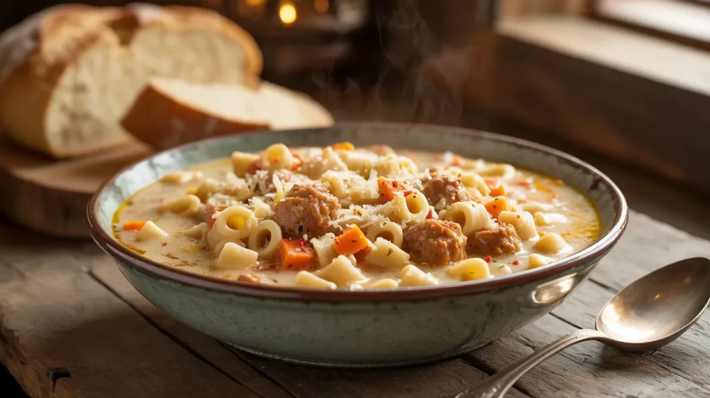 Creamy Parmesan Italian Sausage Ditalini Soup Soup recipe