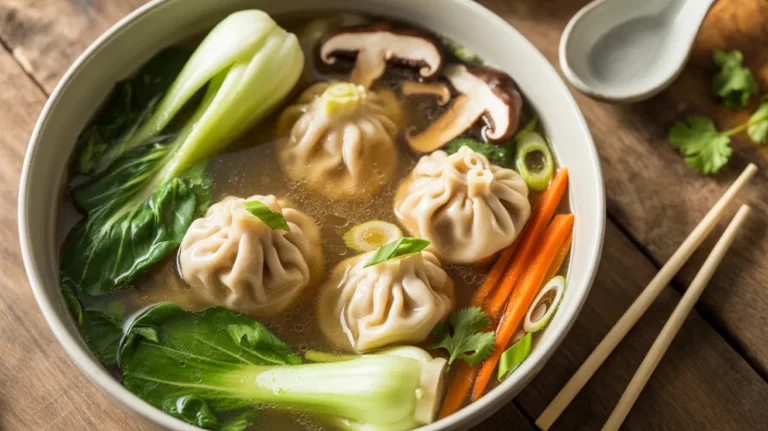 Easy Potsticker Soup with Mushrooms and Bok Choy