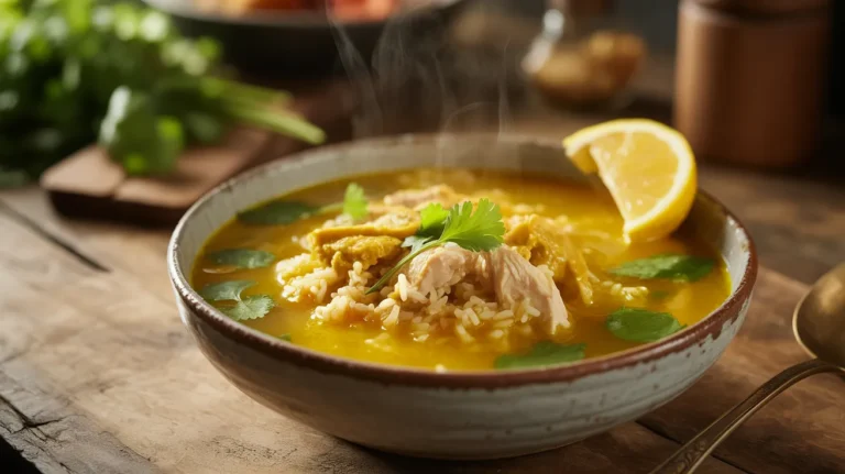 Lemon Ginger Turmeric Chicken and Rice Soup