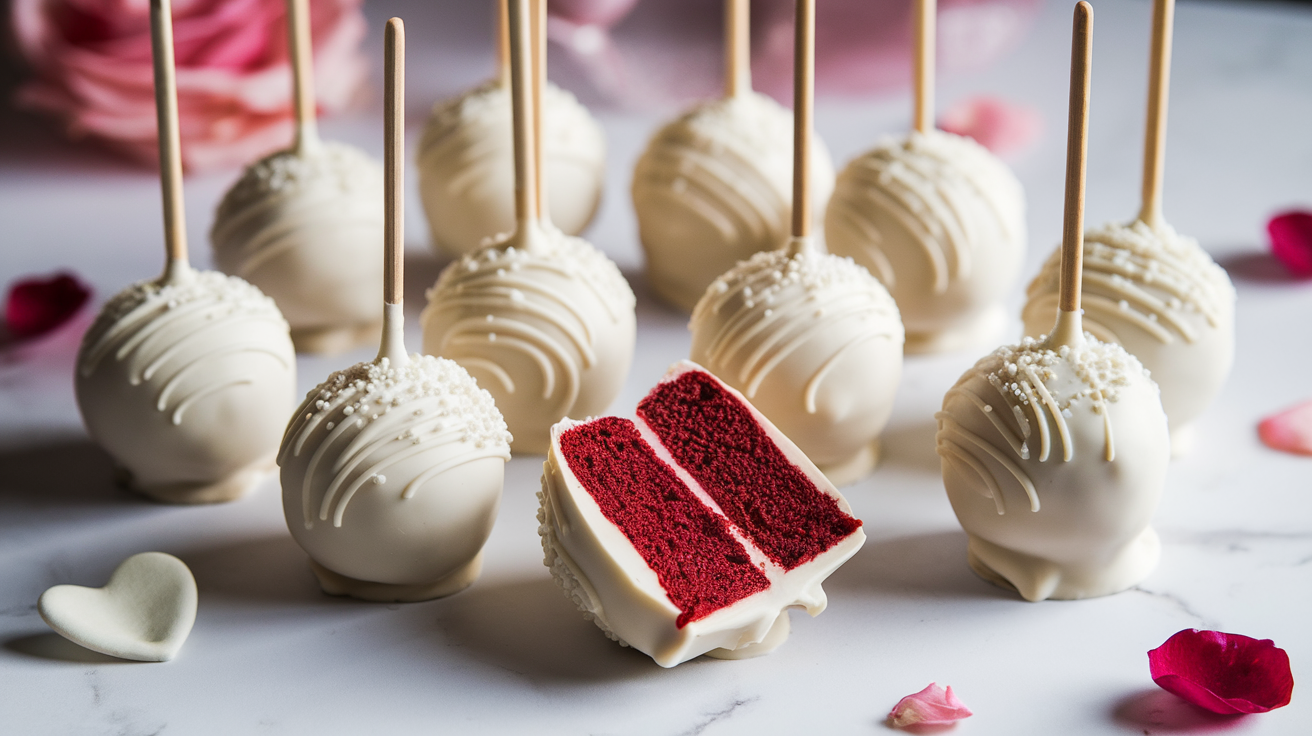 Valentines day red velvet cake pops (vegan)