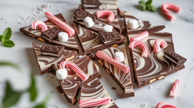 Oreos and Candy Cane Chocolate Bark