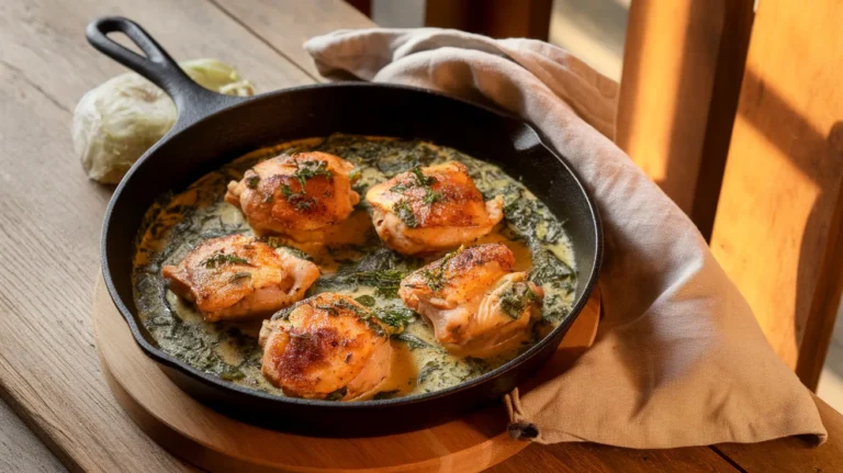 chicken thighs with creamy spinach sauce