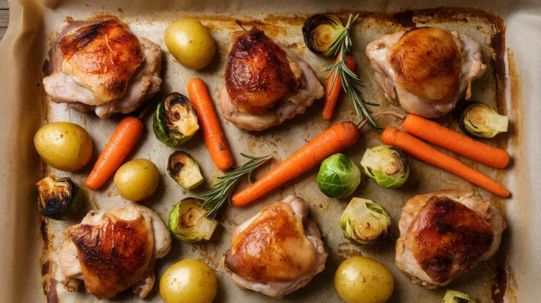 sheet pan roasted chicken thighs with vegetables