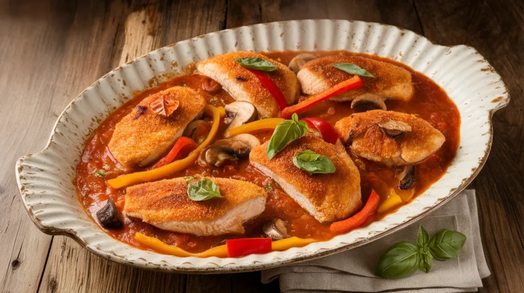 crispy chicken cacciatore
