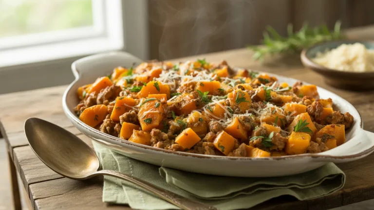 Roasted Butternut Squash with Ground Turkey