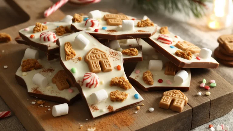 gingerbread house white chocolate bark