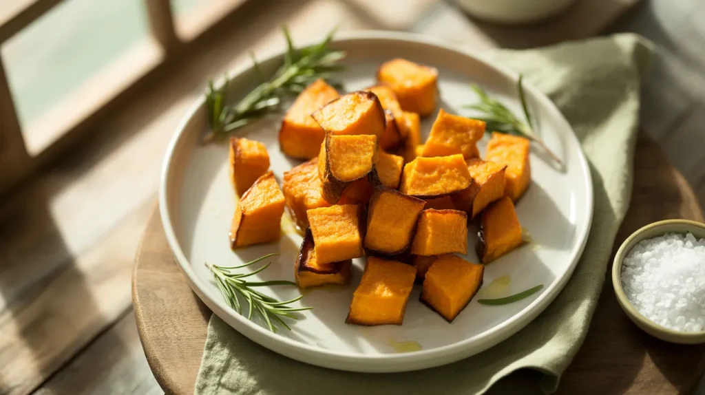 roasted sweet potato cubes