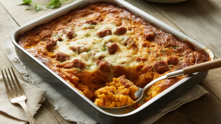 smoky harissa and sausage bread pudding