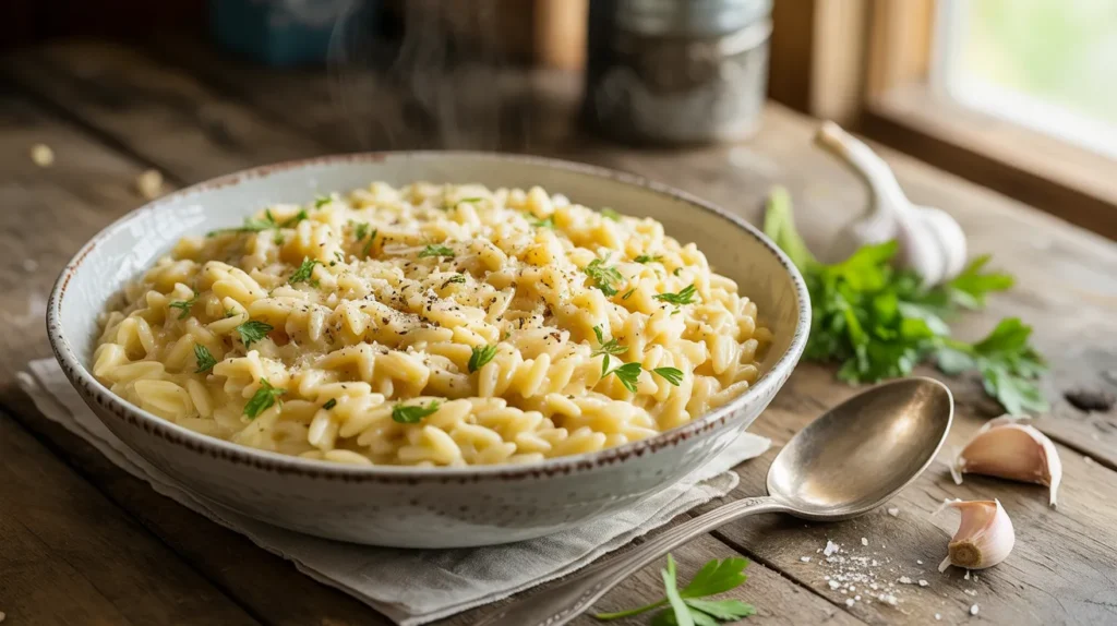 garlic parmesan orzo