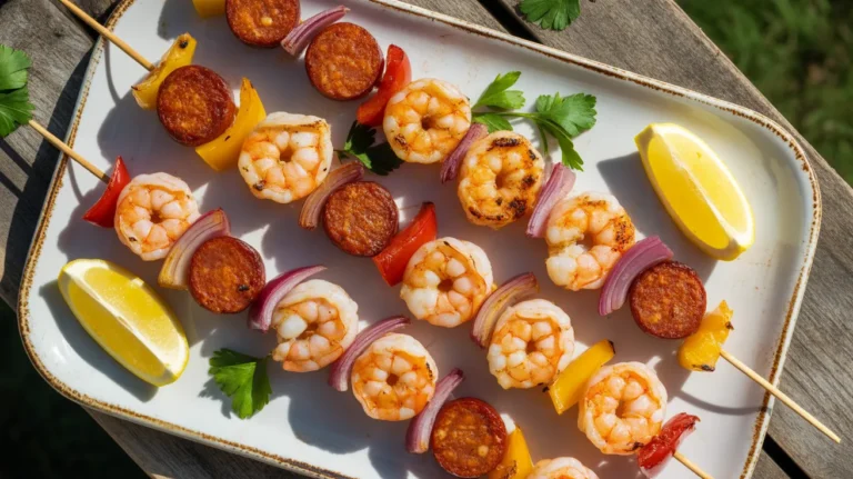 grilled shrimp and chorizo skewers