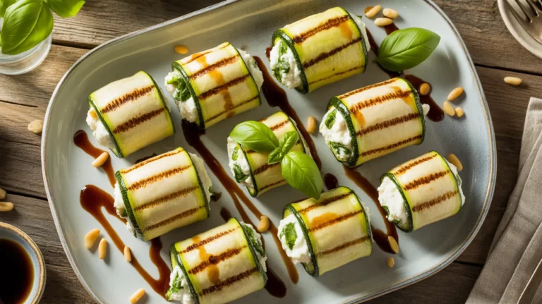 grilled zucchini rollups with lemon-basil ricotta