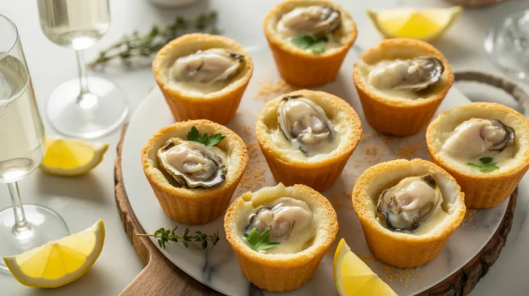 individual oyster and champagne brioche cups