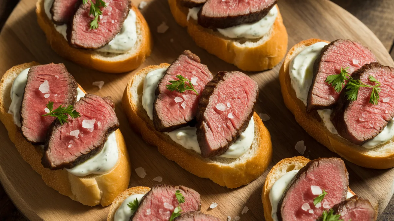 steak crostini with horseradish sauce