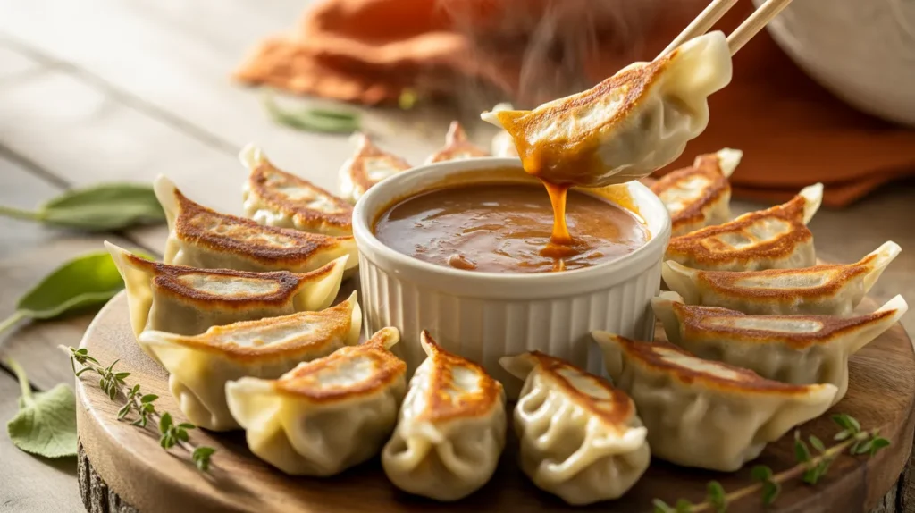 stuffing potstickers